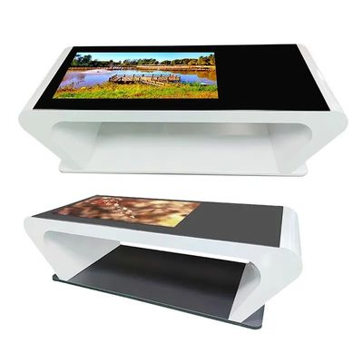 Mesa de pantalla táctil interactiva de 55 pulgadas con carga inalámbrica y mesa de café inteligente multi-toque