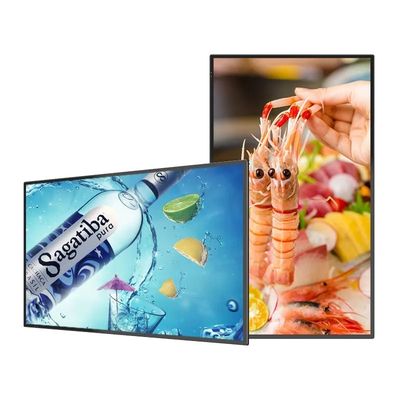Pantalla de publicidad LCD de 50 pulgadas montada en la pared con resolución 4K y borde ultra estrecho para señalización digital