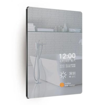 21Espejo inteligente de 5 pulgadas montado en la pared con pantalla táctil capacitiva para publicidad y maquillaje