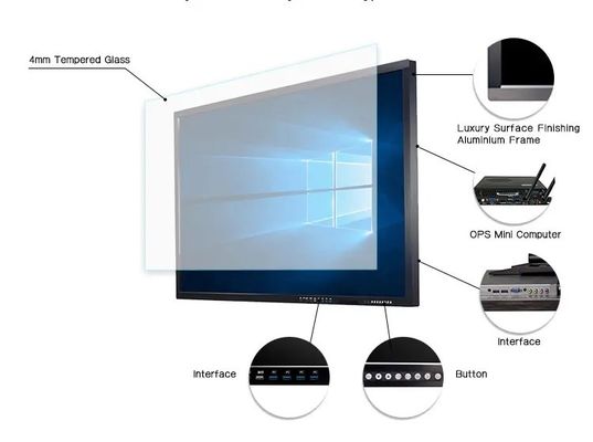 Panel plano interactivo inteligente de pantalla táctil de 55 pulgadas con relación de aspecto 16:9 y táctil de 10 puntos