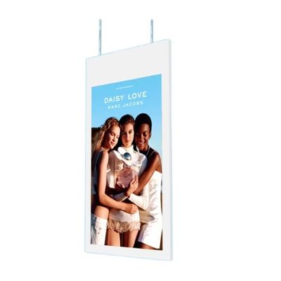 Pantalla publicitaria de doble pantalla de 43 pulgadas de alto brillo con monitor de ventana colgante de 700 nits