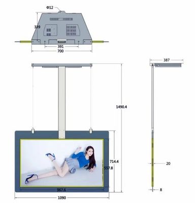 55 pulgadas de pantalla doble de alto brillo de publicidad pantalla LCD reproductor con 1500 nits de brillo