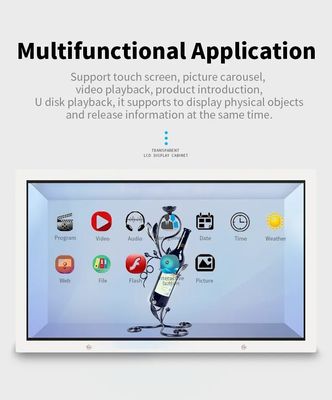 Exhibidor LCD Transparente de Alta Transparencia de 50 Pulgadas con Caja de Pantalla Táctil con Sistema Android