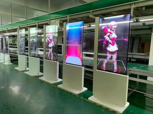Exhibidor LCD Transparente de 55 pulgadas con resolución de 1920 x 1080 y soporte de suelo Pantalla OLED