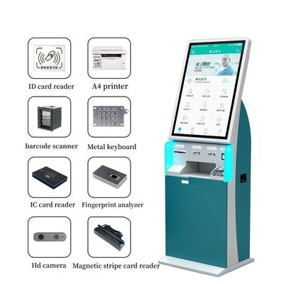 Quiosco de pantalla táctil de autoservicio de 32 pulgadas con impresora A5 y escáner de códigos de barras