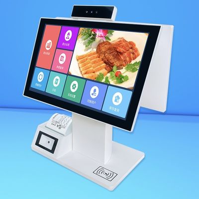 Máquina de cajero de doble pantalla con pantalla táctil