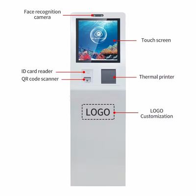 Quiosco digital de pantalla táctil de 19 pulgadas con procesador Intel Core I3 y Windows 10 para autoservicio interactivo