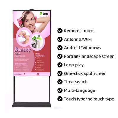 Pantalla publicitaria de 43 pulgadas de alto brillo con brillo de 2000-3000 nits y ángulo de visión de 178° para señalización digital de pie