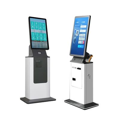 Quiosco de autoservicio con pantalla táctil personalizable con dispensador de tarjetas motorizado y diseño de bajo mantenimiento
