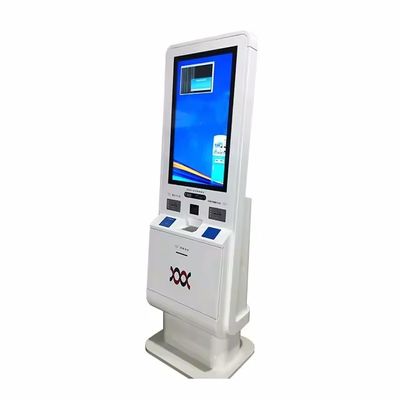 Quiosco multilingüe de autochequeo con aceptador de efectivo y lector de tarjetas de crédito