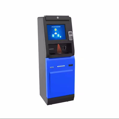 Quiosco de autoservicio con luces LED y escáner de códigos de barras