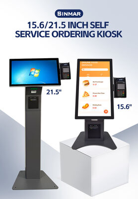 21Quiosco de auto-pedido de 5 pulgadas con soporte multilingüe y panel de vidrio endurecido de caja metálica