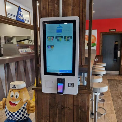 Display LCD de 32 pulgadas montado en la pared Quiosco de auto pedido con garantía de 3 años para comida rápida y minoristas