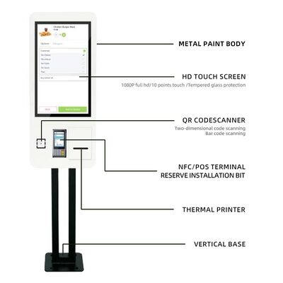 Display LCD de 32 pulgadas montado en la pared Quiosco de auto pedido con garantía de 3 años para comida rápida y minoristas
