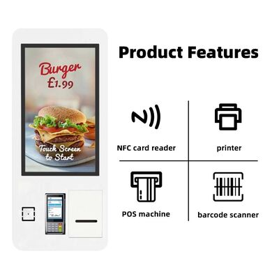 Display LCD de 32 pulgadas montado en la pared Quiosco de auto pedido con garantía de 3 años para comida rápida y minoristas