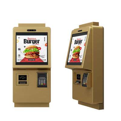 24 pulgadas capacitiva pantalla táctil Quiosco de auto-pedido con resolución 1920X1080 y diseño montado en la pared para el pedido de alimentos en interiores