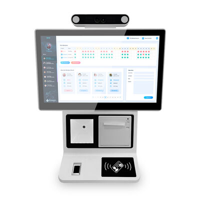 Quiosco de autochequeo de escritorio con pantalla capacitiva de 10 puntos Android o Windows Comunicación opcional y WiFi personalizada para la administración de visitantes