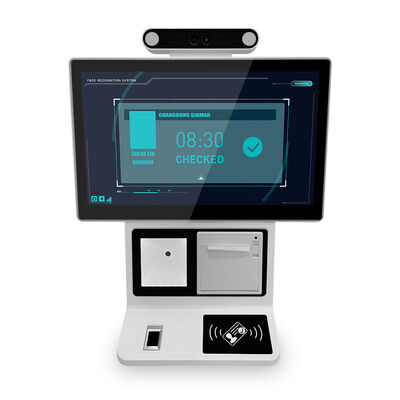 Quiosco de autochequeo de escritorio con pantalla capacitiva de 10 puntos Android o Windows Comunicación opcional y WiFi personalizada para la administración de visitantes