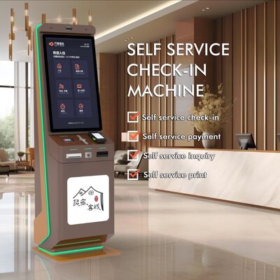 Quiosco de Auto Check-In de Hotel con Pago por Código QR y Pantalla Táctil para Autoservicio de Pie