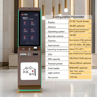 Quiosco de Auto Check-In de Hotel con Pago por Código QR y Pantalla Táctil para Autoservicio de Pie