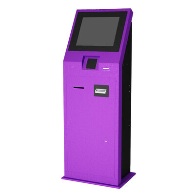 Quiosco comercial de autoservicio con pantalla táctil capacitiva de 10 puntos, resolución 1920x1080 y carcasa metálica de acero inoxidable
