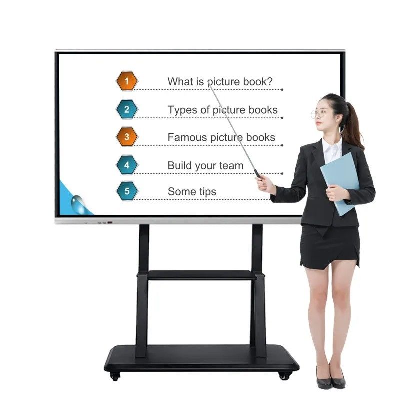 Pizarra Interactiva 4K UHD de 100 Pulgadas con Pizarra Inteligente Multitáctil de 20 Puntos para el Aula