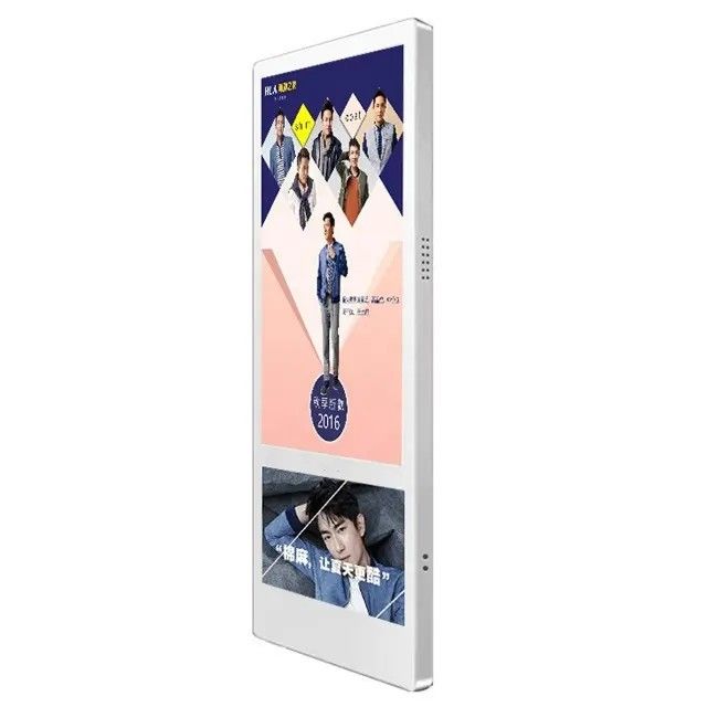 18.5 + 10.1 pulgadas LCD pantalla de publicidad de ascensor montada en la pared con 50W de potencia y construcción de aleación de aluminio para señalización digital
