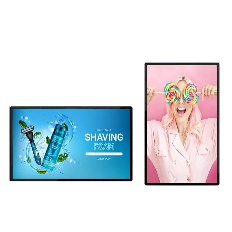 Pantalla de publicidad LCD de 50 pulgadas montada en la pared con resolución 4K y borde ultra estrecho para señalización digital