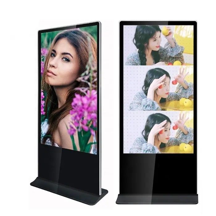 Pantalla publicitaria LCD vertical de 75 pulgadas para suelo con resolución 4K y sistema operativo Android