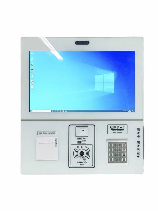 21Quiosco de autoservicio de pantalla táctil de 2,5 pulgadas con escáner de código QR para el registro y pago en el hospital