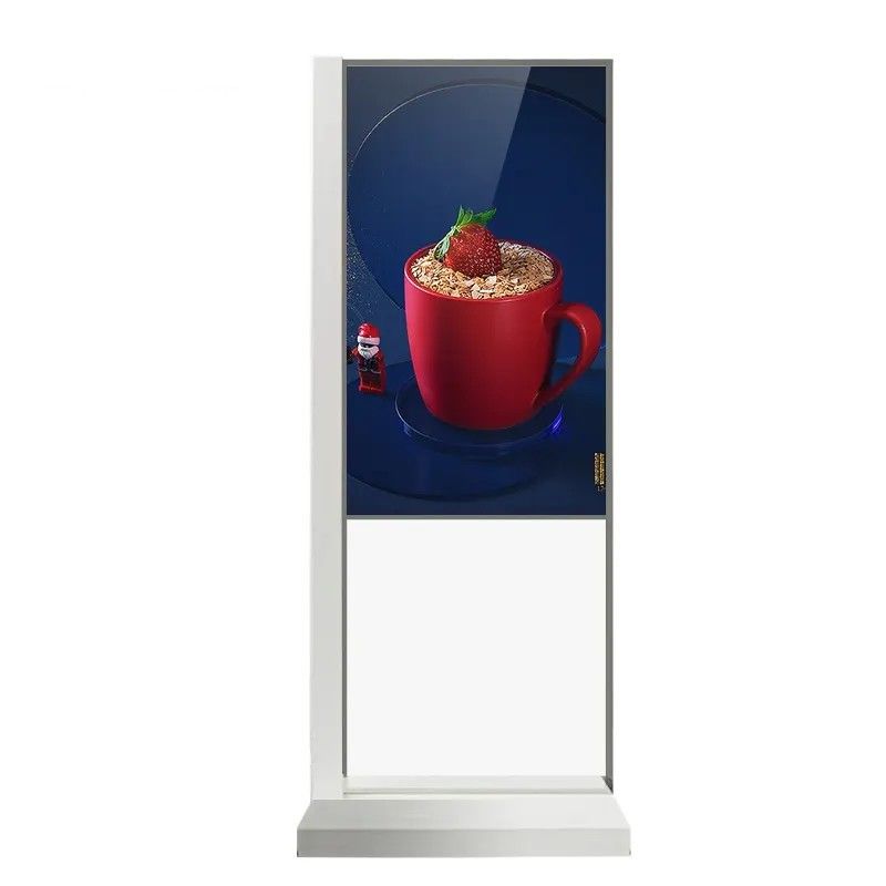 Monitor de pantalla táctil transparente de 55 pulgadas con reproductor de video Android y tecnología táctil infrarroja 10