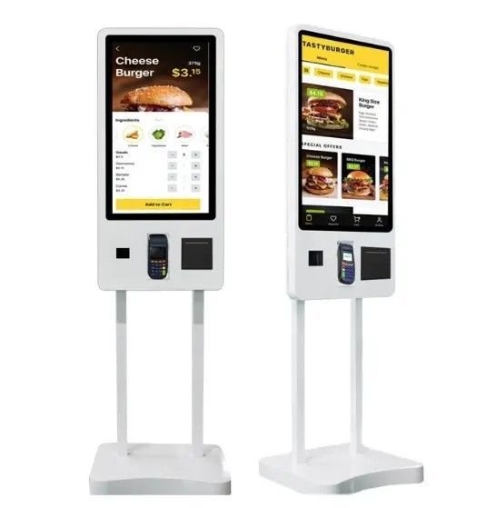 Quiosco digital con pantalla táctil de 32 pulgadas con sistema operativo Windows 10 y carcasa metálica para autoservicio interactivo