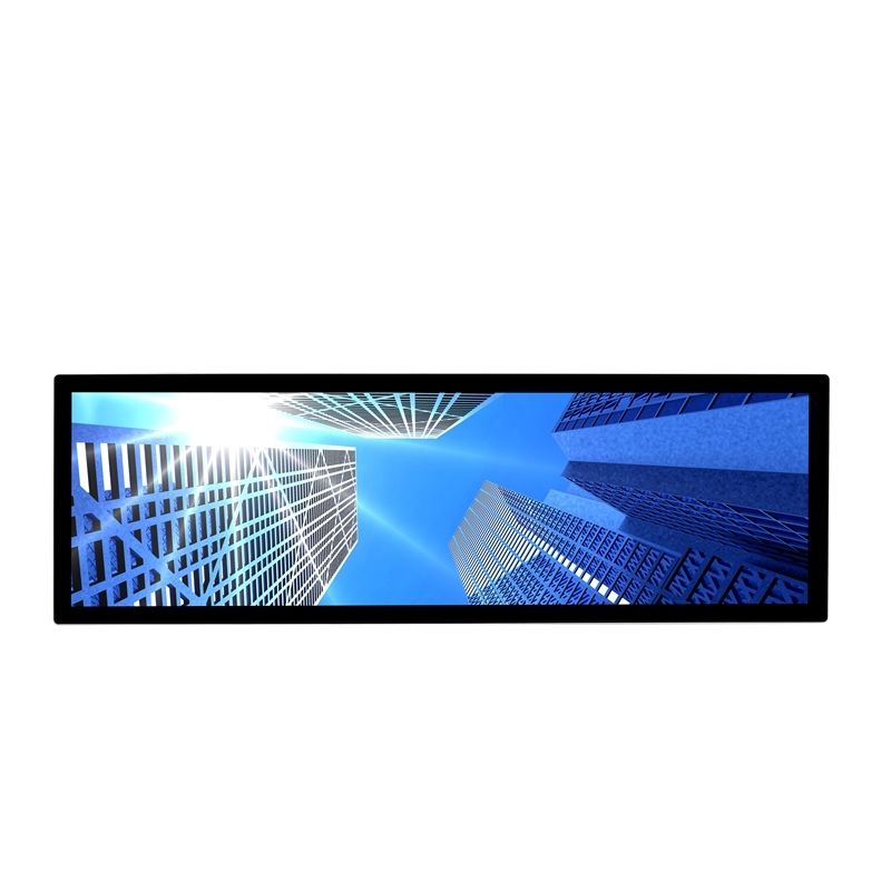 Quiosco digital de pantalla táctil de 29.4 pulgadas con altavoces integrados y software de gestión de contenido